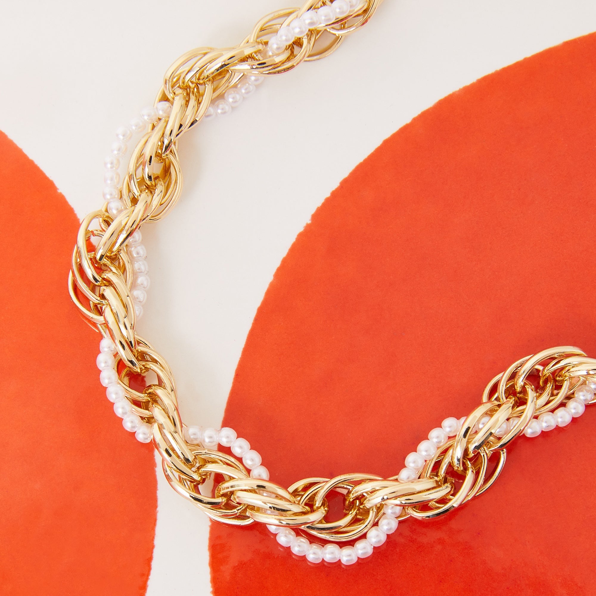 Accessorize London Women's Gold Z Faux Pearl And Rope Chain Necklace