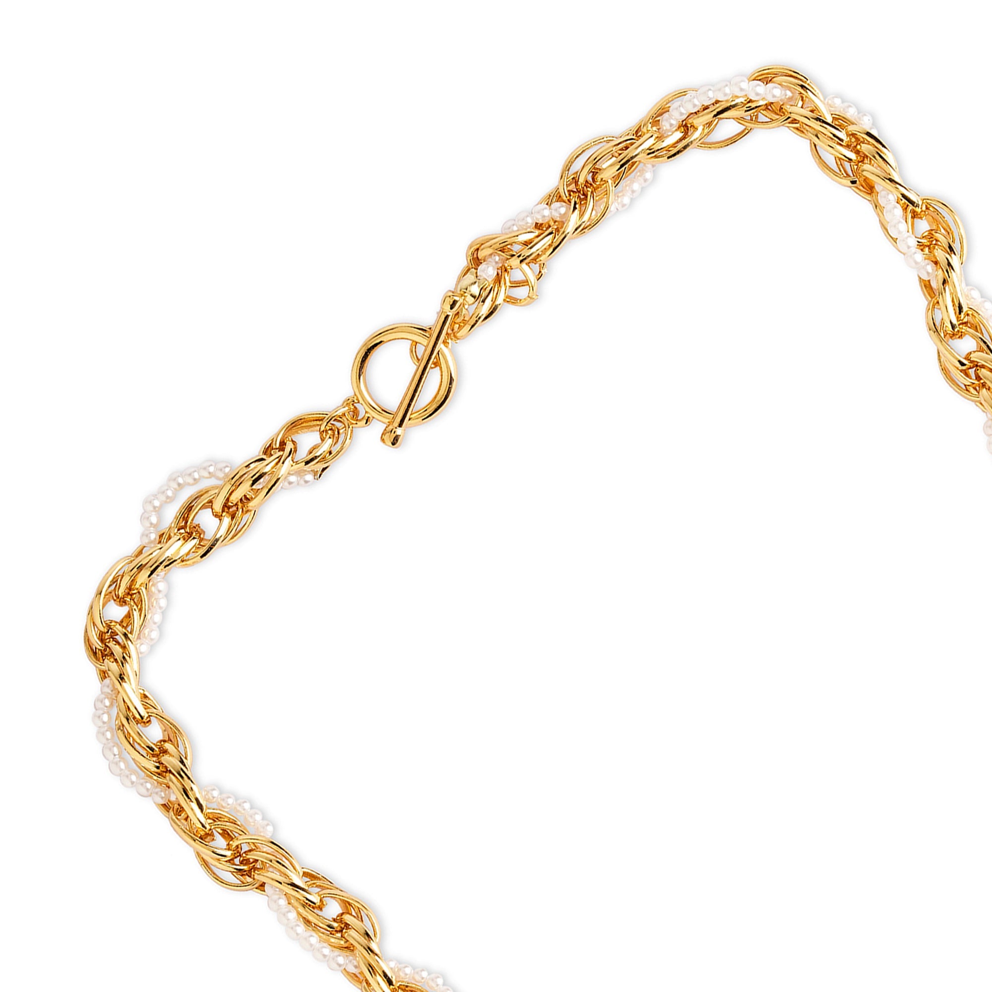 Accessorize London Women's Gold Z Faux Pearl And Rope Chain Necklace
