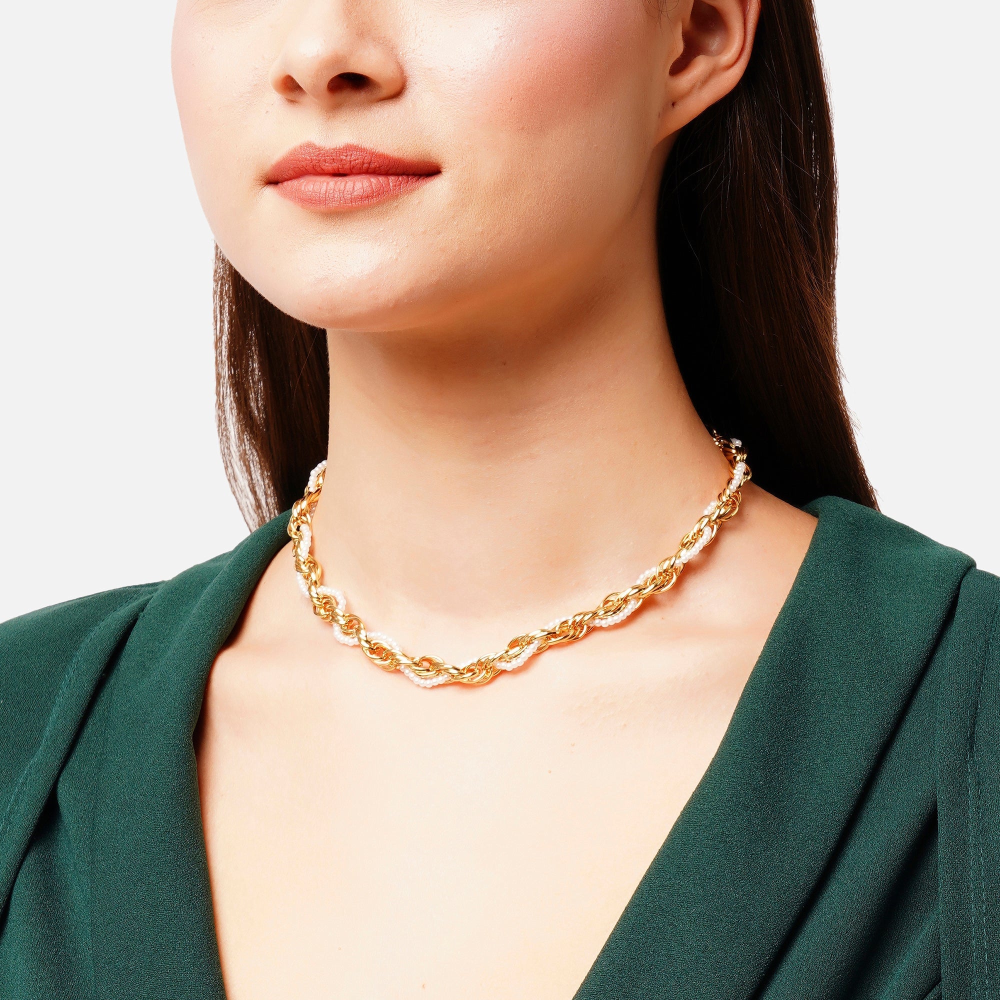 Accessorize London Women's Gold Z Faux Pearl And Rope Chain Necklace
