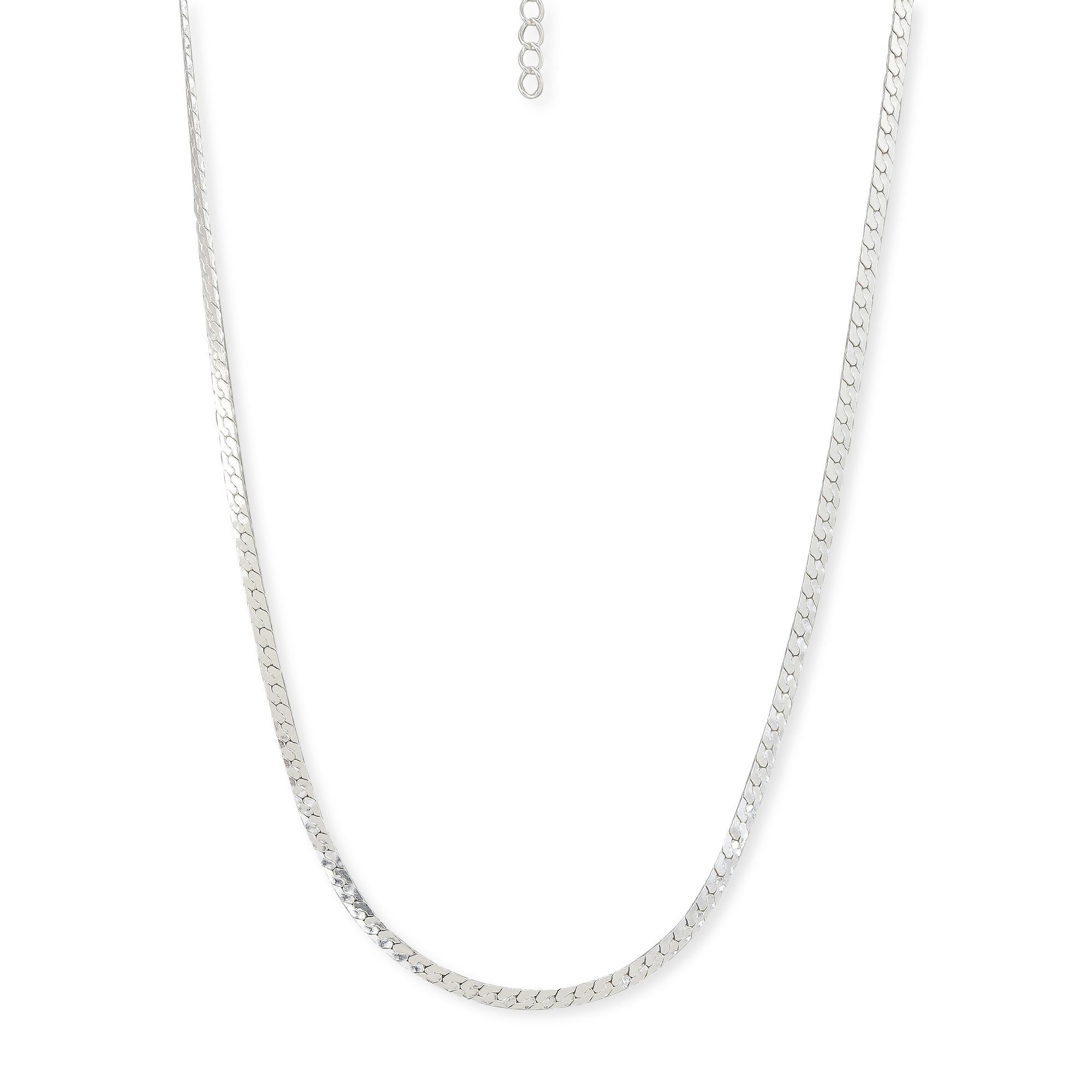 925 Pure Sterling St Silver Plated Flat Chain Necklace For Women By Accessorize London
