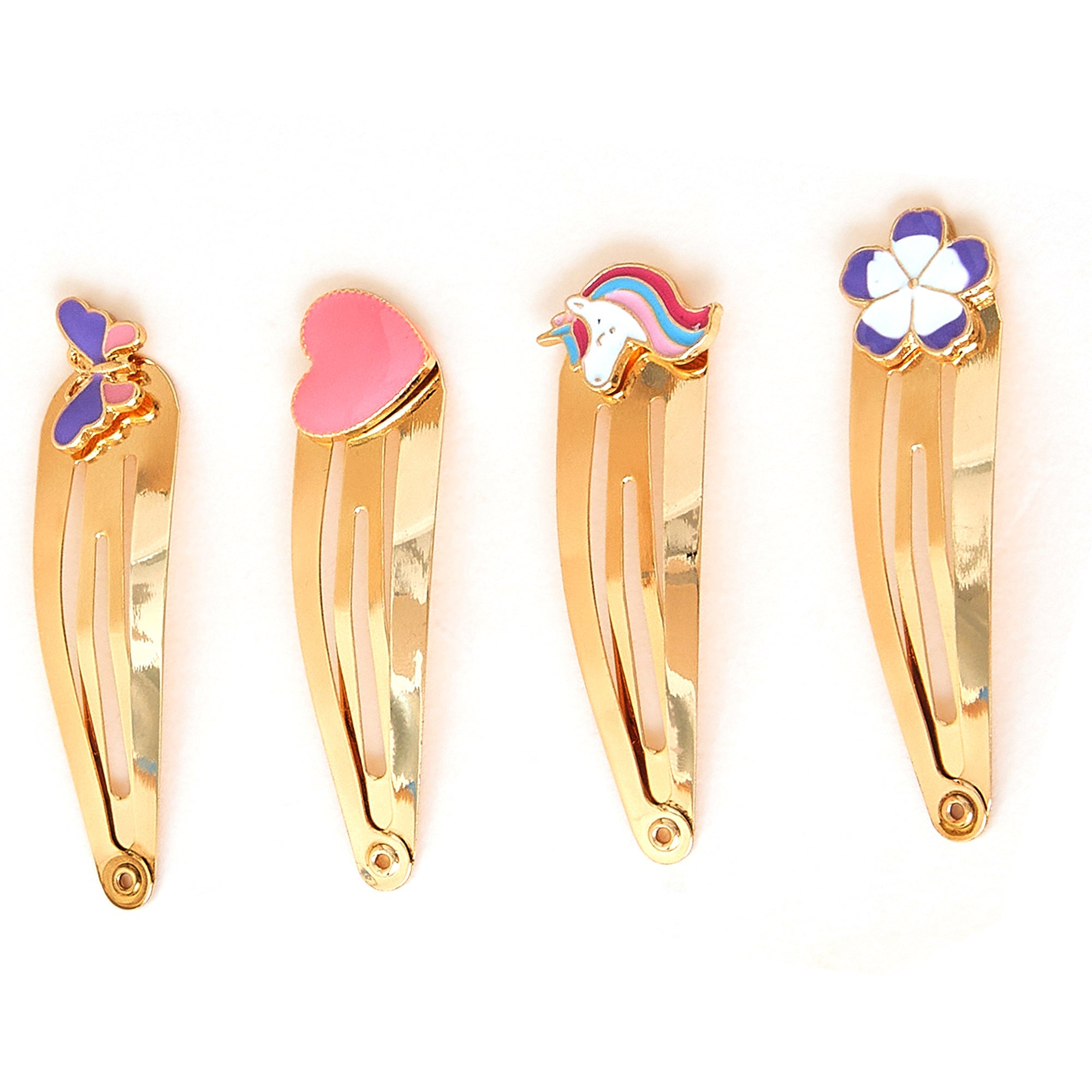 Accessorize London Girl's Set of 4 Metal Character Hair Clic Clacs
