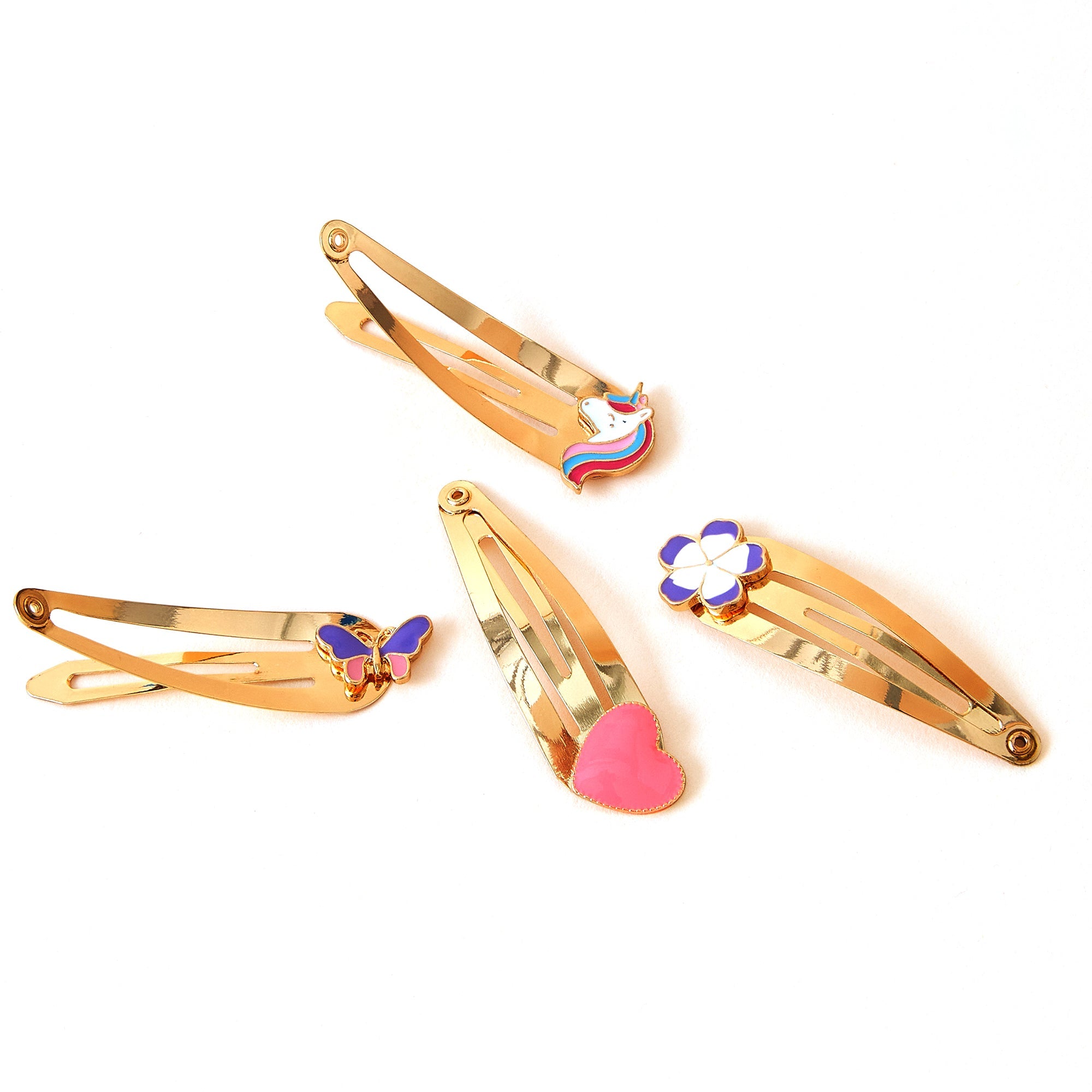 Accessorize London Girl's Set of 4 Metal Character Hair Clic Clacs