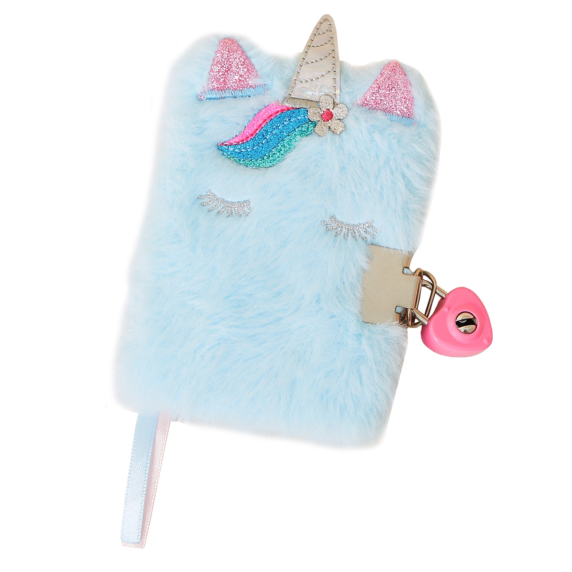 Accessorize London Girl's Fluffy Unicorn Lockable Journal Notebook