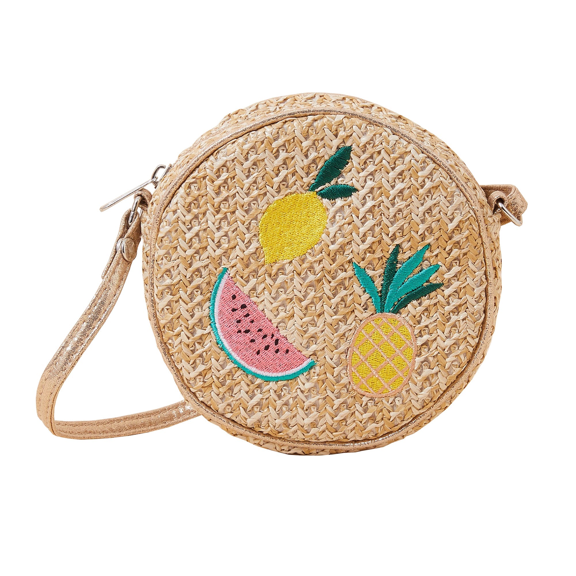 Accessorize London Girl's Fruit Embroidered Straw Bag