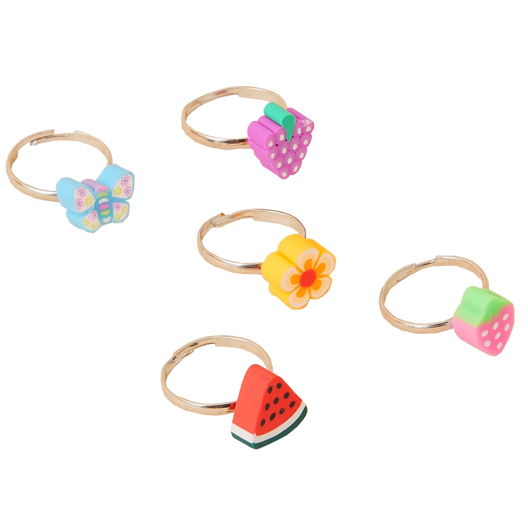 Accessorize London Girl's 5 X Fruit Ring Set