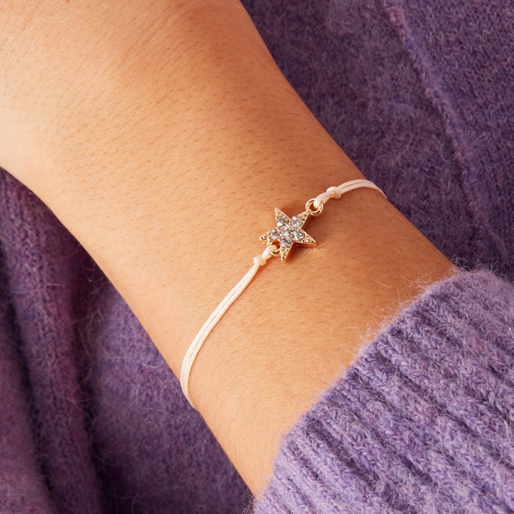 Accessorize London Women's Pink Sparkle Star Friendship Bracelet
