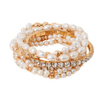 Accessorize London Women's Pearl And Diamante Lux Stretch Bracelet Pack