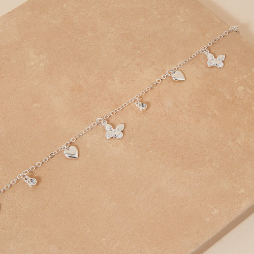 Accessorize London Women's Silver Butterfly Charm Anklet