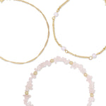 Accessorize London Women's Pink set of 3 Raw Cut Stone & Faux Pearl Anklet