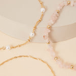 Accessorize London Women's Pink set of 3 Raw Cut Stone & Faux Pearl Anklet