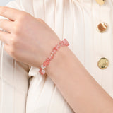 Accessorize London Women's Pink Raw Stone Stretch Bracelet