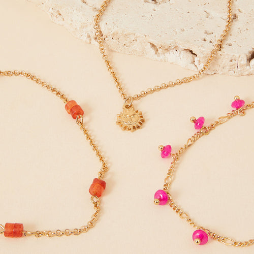 Accessorize London Women's Multi 3 Stone & Sun Anklet Pack