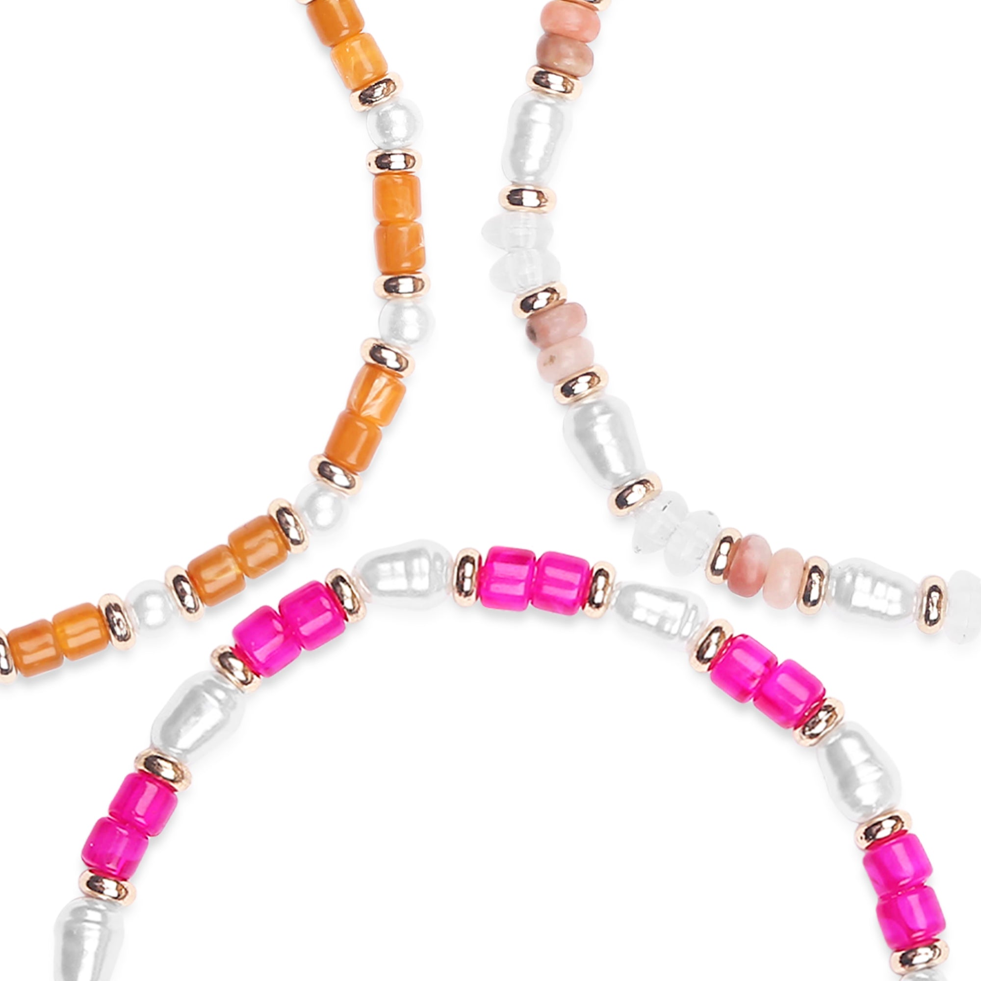 Accessorize London Women's Multi 3 Pearl And Stone Stretch Bracelet Pack