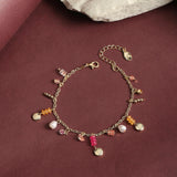 Accessorize London Women's Eclectic Stone And Pearl Charm Anklet