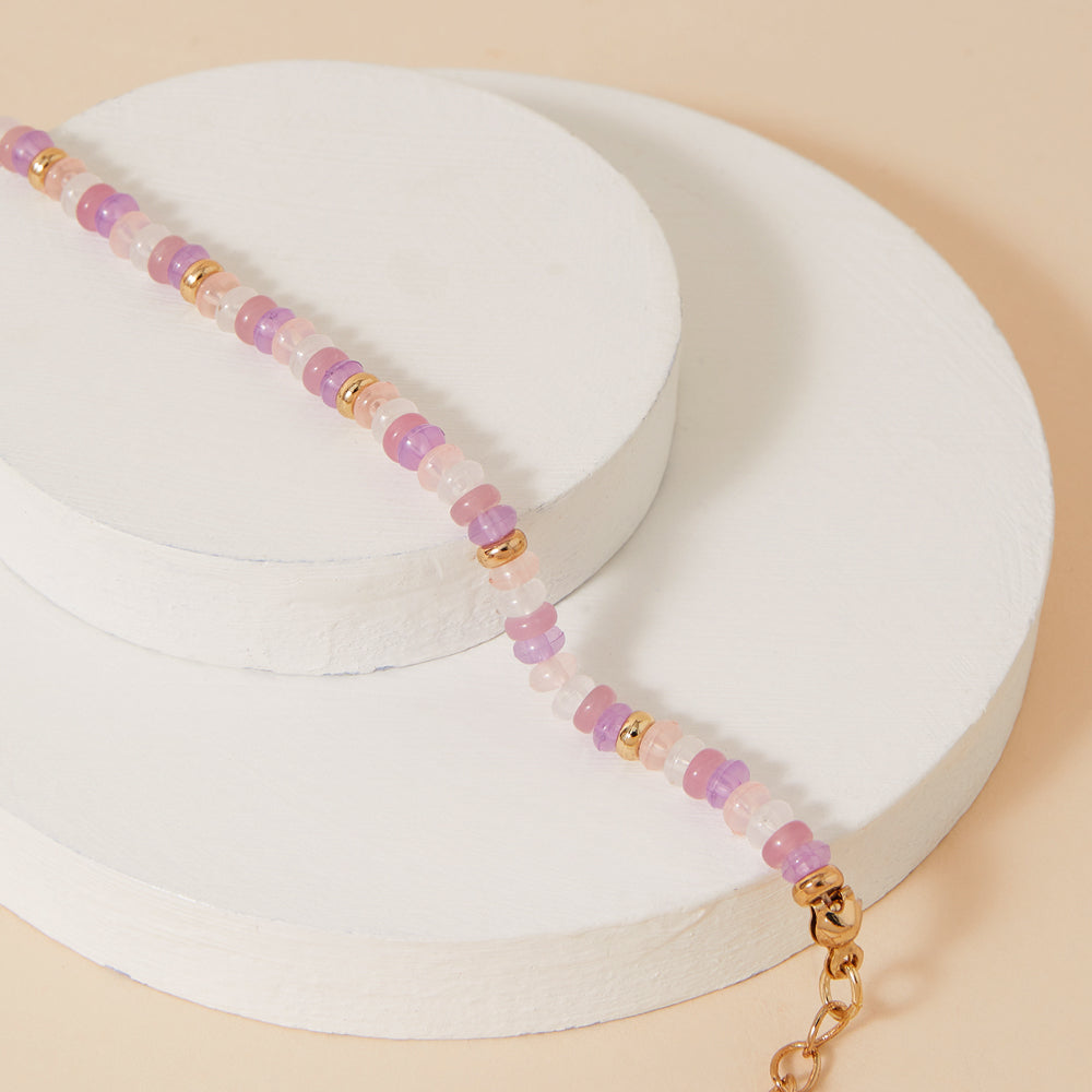 Accessorize London Women's Pink Facet Bead Clasp Bracelet