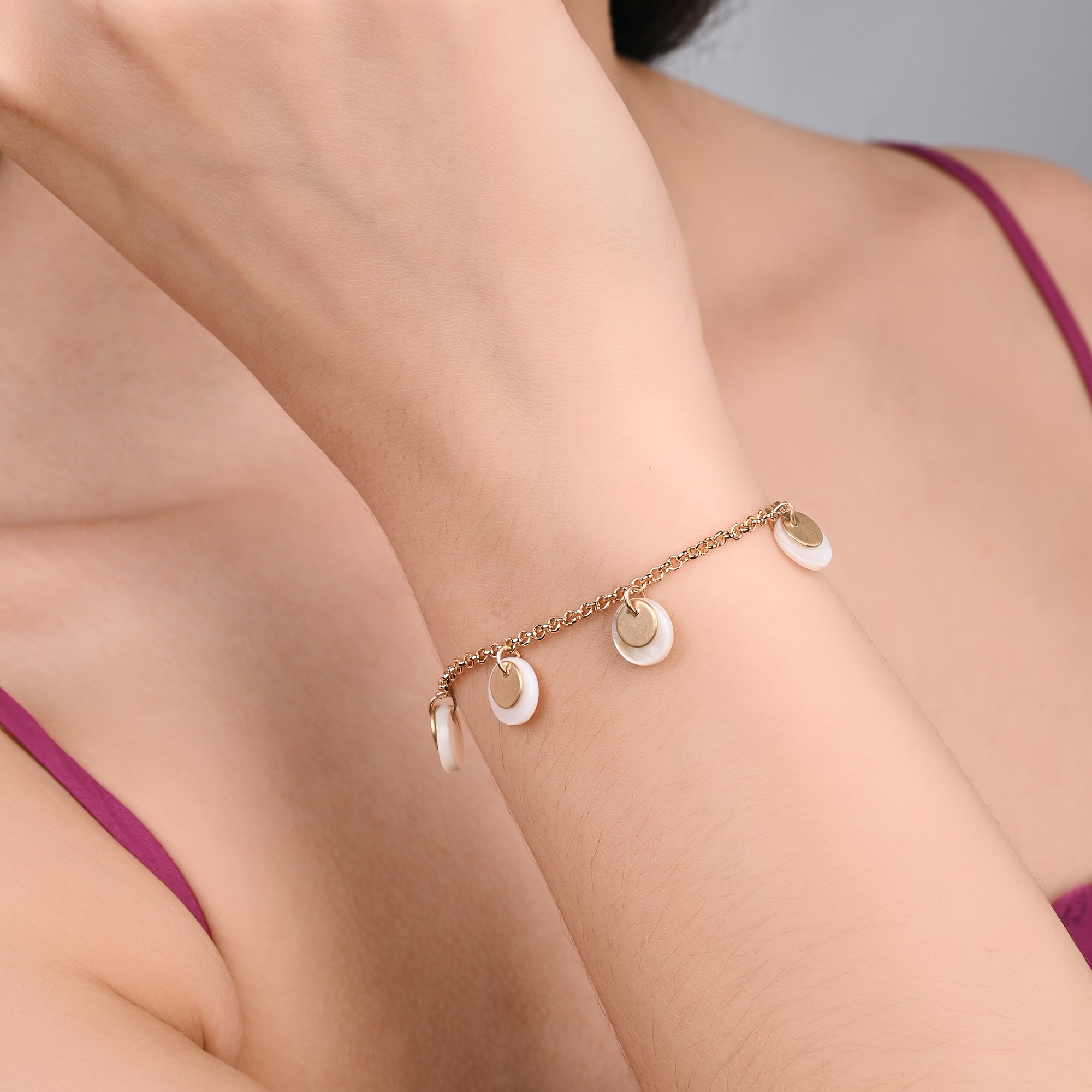 Accessorize London Women's Gold Moonstone And Disc Clasp Bracelet