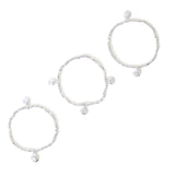Accessorize London Women's Silver Hammered Metal Stretch Bracelet Pack Of 3