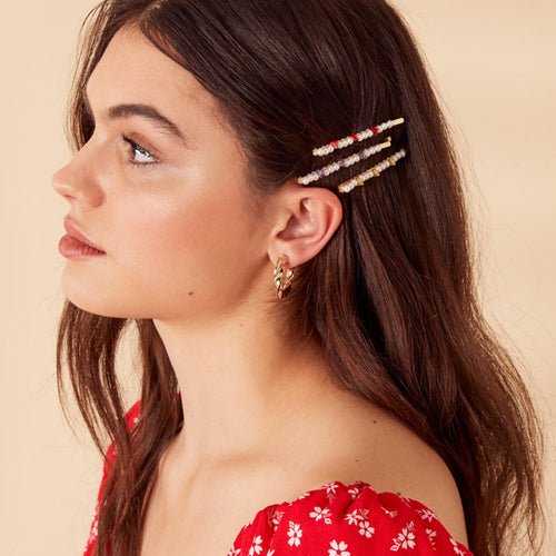 Accessorize London Women's Multi 4 Pearl Coloured Chip Slides Hair Clip