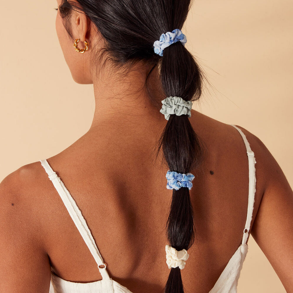 Accessorize London Women's Blue 5 Mixed Blue Hair Scrunchies