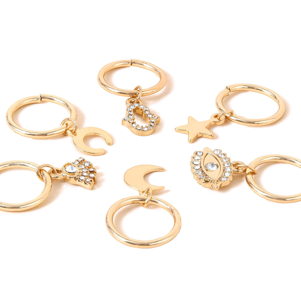 Accessorize London Women's Gold 6 X Gold Symbol Hair Rings