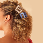 Accessorize London Women's Blue 4 Matte square Hair claw clip
