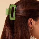 Accessorize London Women's Green Matte Green Rectangle Claw Clip