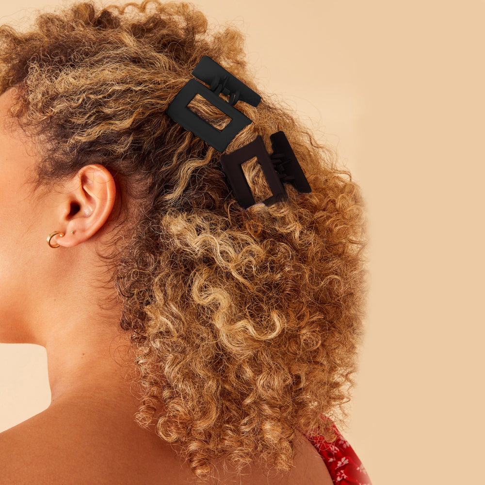 Accessorize London Women's Black 4 Matte Square Hair Claw Clips
