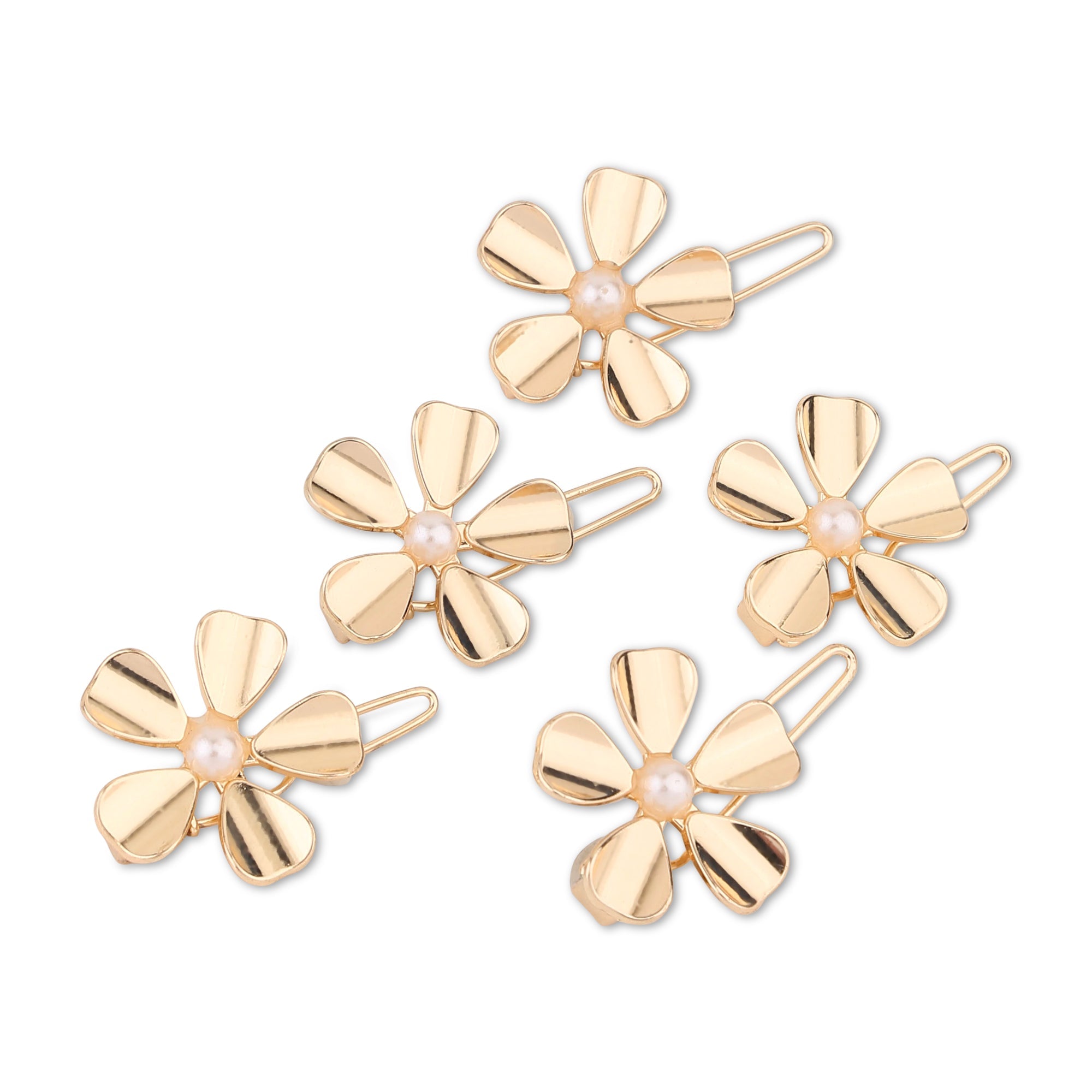Accessorize London Women's Gold 5 Mini Gold Flower Hair Clips