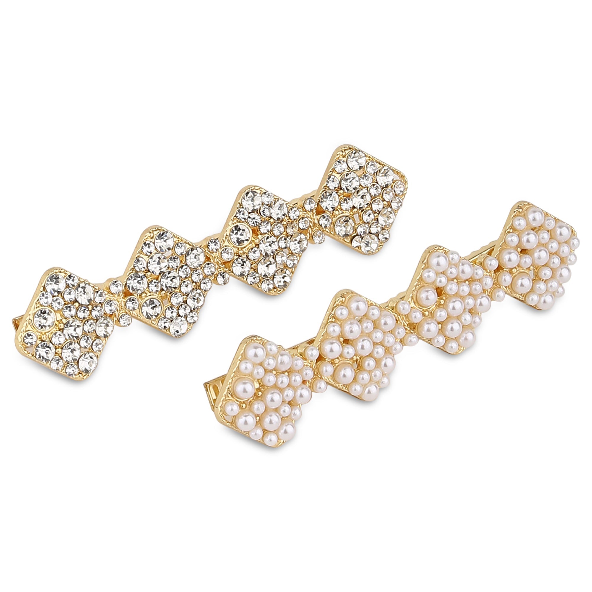 Accessorize London Women's Pearl 2 Diamond and Pearls Salon Hair Clips