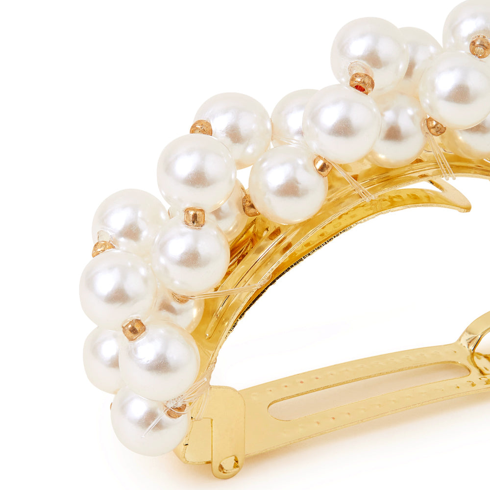 Accessorize London Women's White Pearl ponytail clip