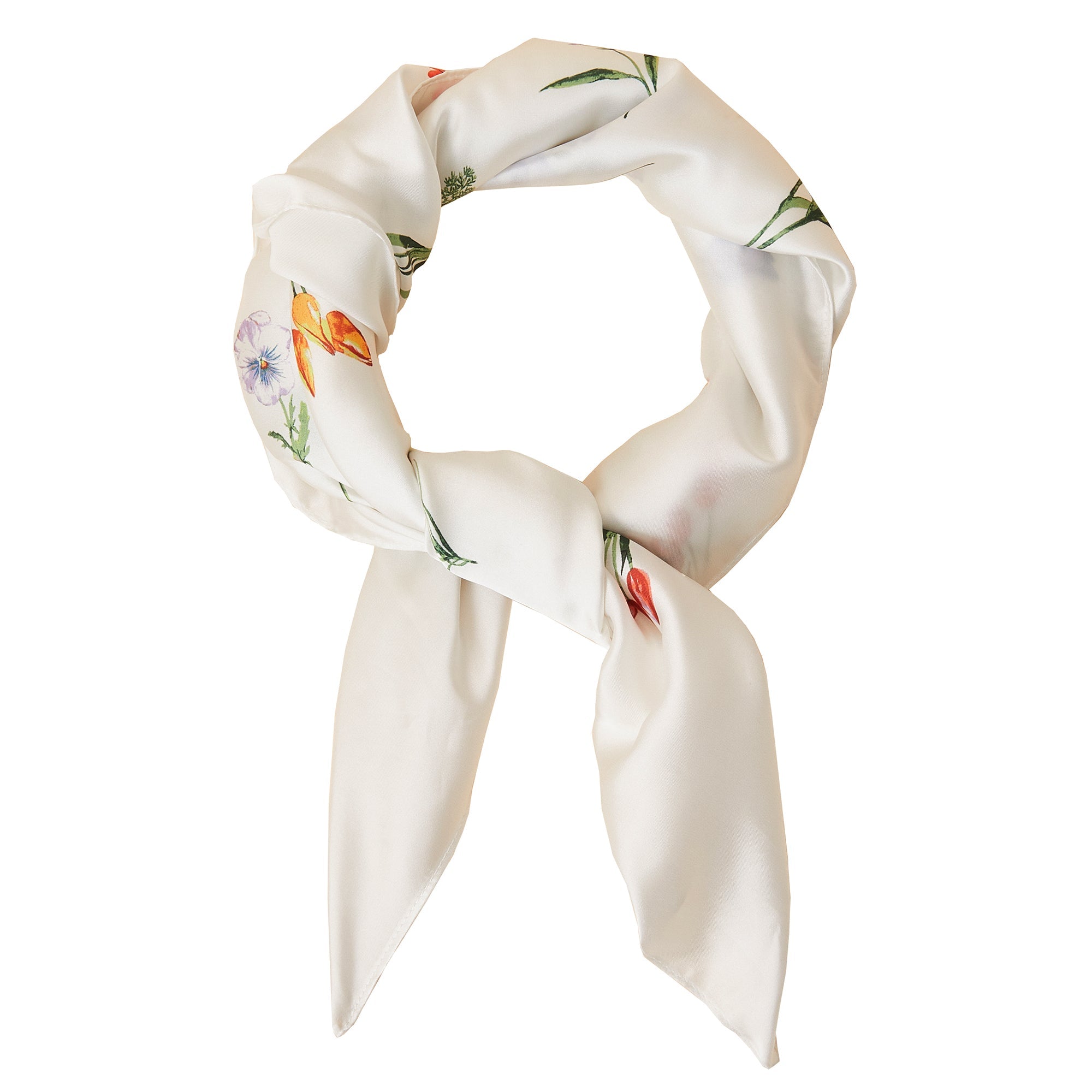 Accessorize London Women's White Wildflower Large Satin Square Scarf