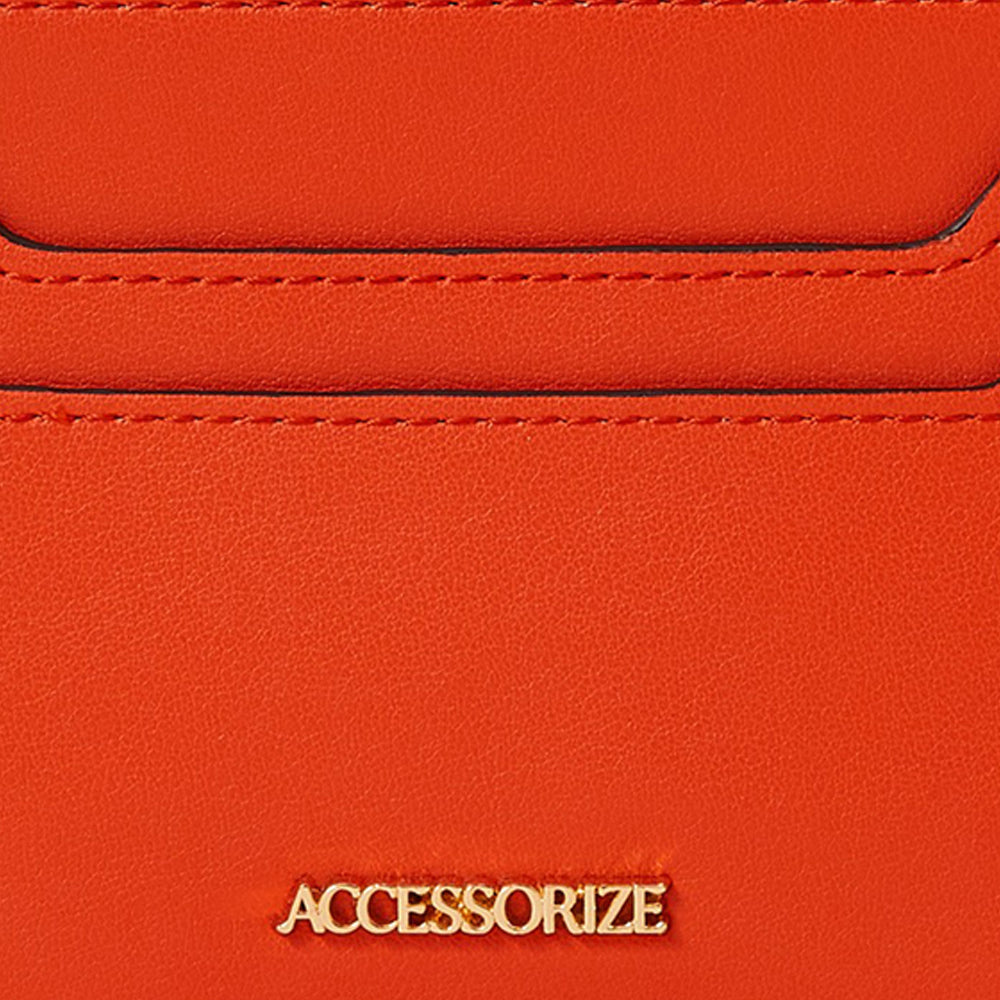 Accessorize London Women's Faux Leather Orange Zip Cardholder
