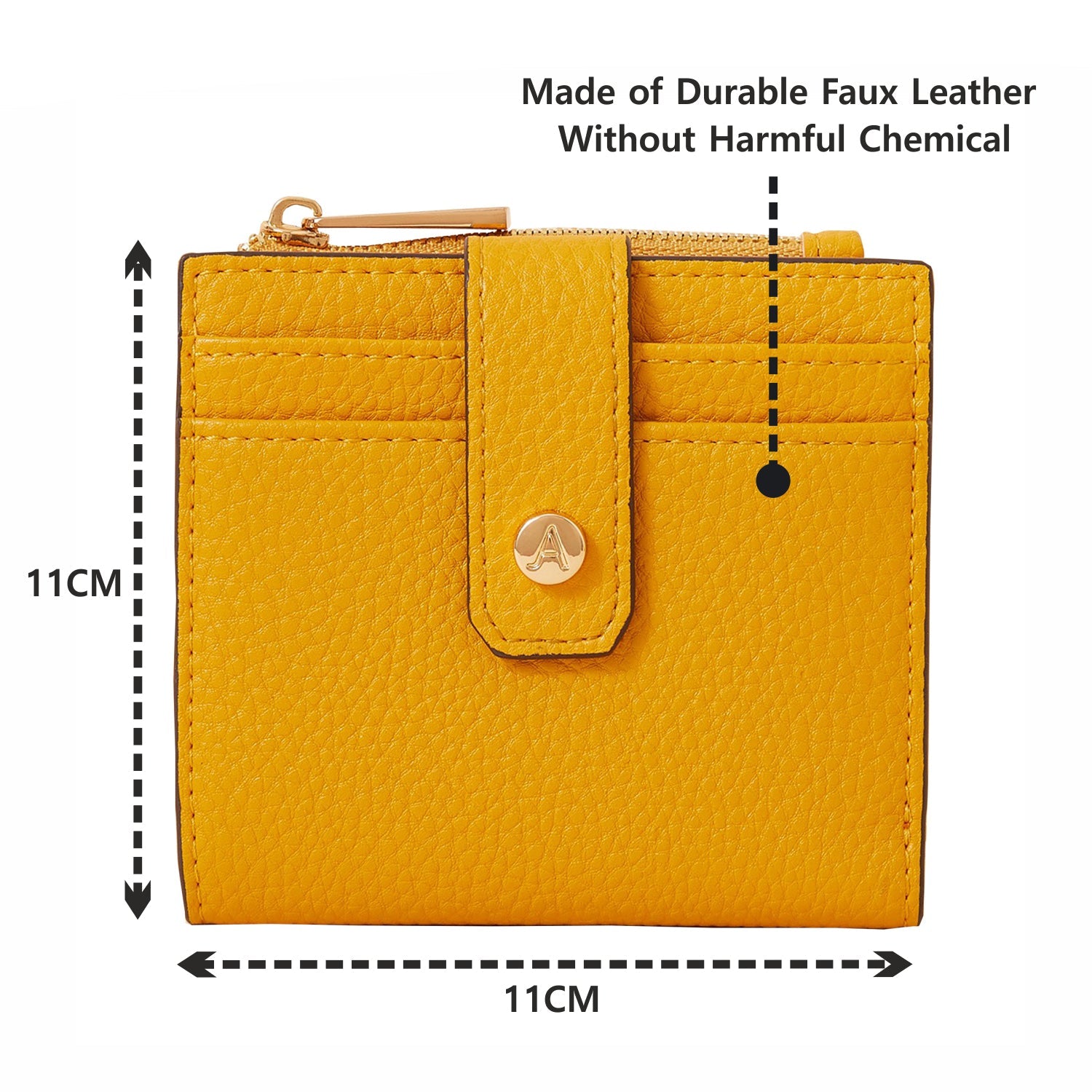 Accessorize London Women'S Faux Leather Yellow Cardholder Zip Purse