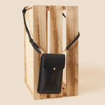 Accessorize London Women's Faux Leather Black Envelope Phone Bag