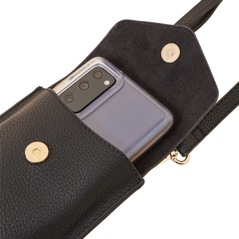 Accessorize London Women's Faux Leather Black Envelope Phone Bag