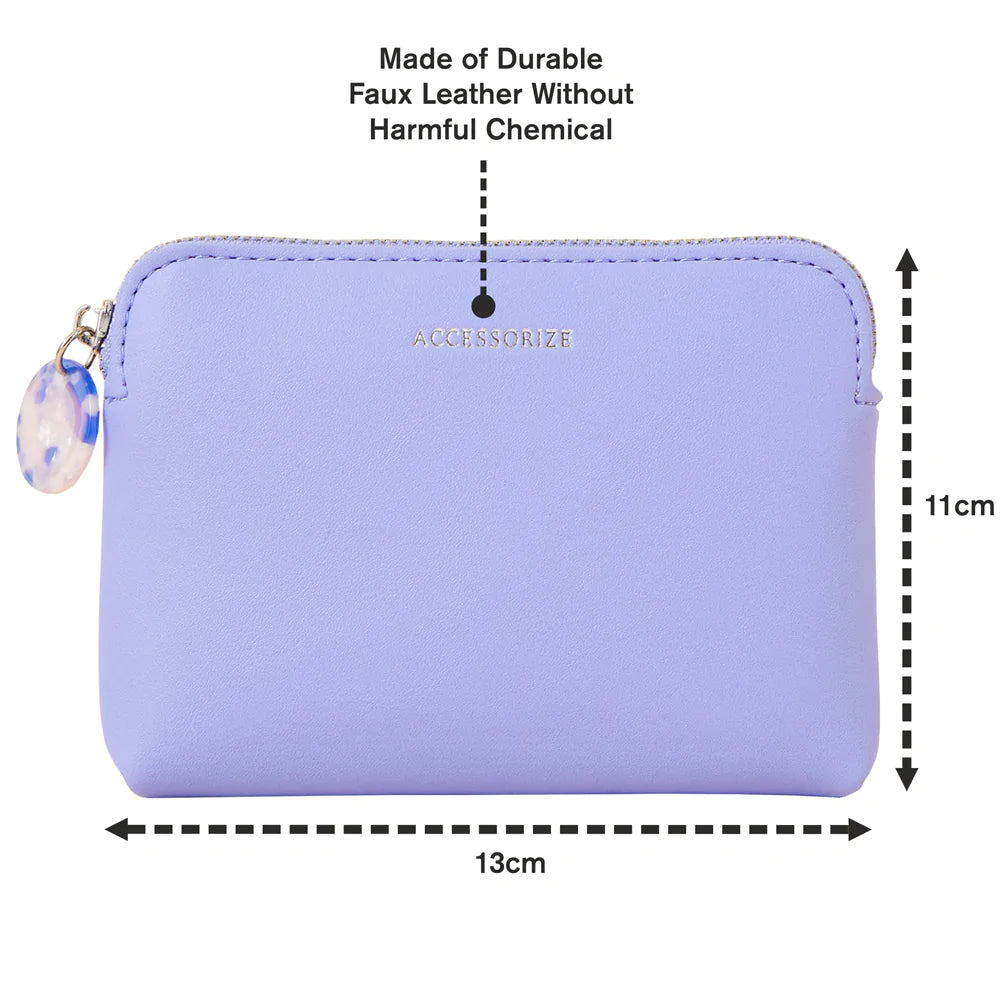 Accessorize London Women's Faux Leather Blue Classic Resin Zip Pull Coin Purse