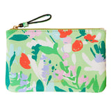 Accessorize London Women's Faux Leather Green Floral Printed Pouch