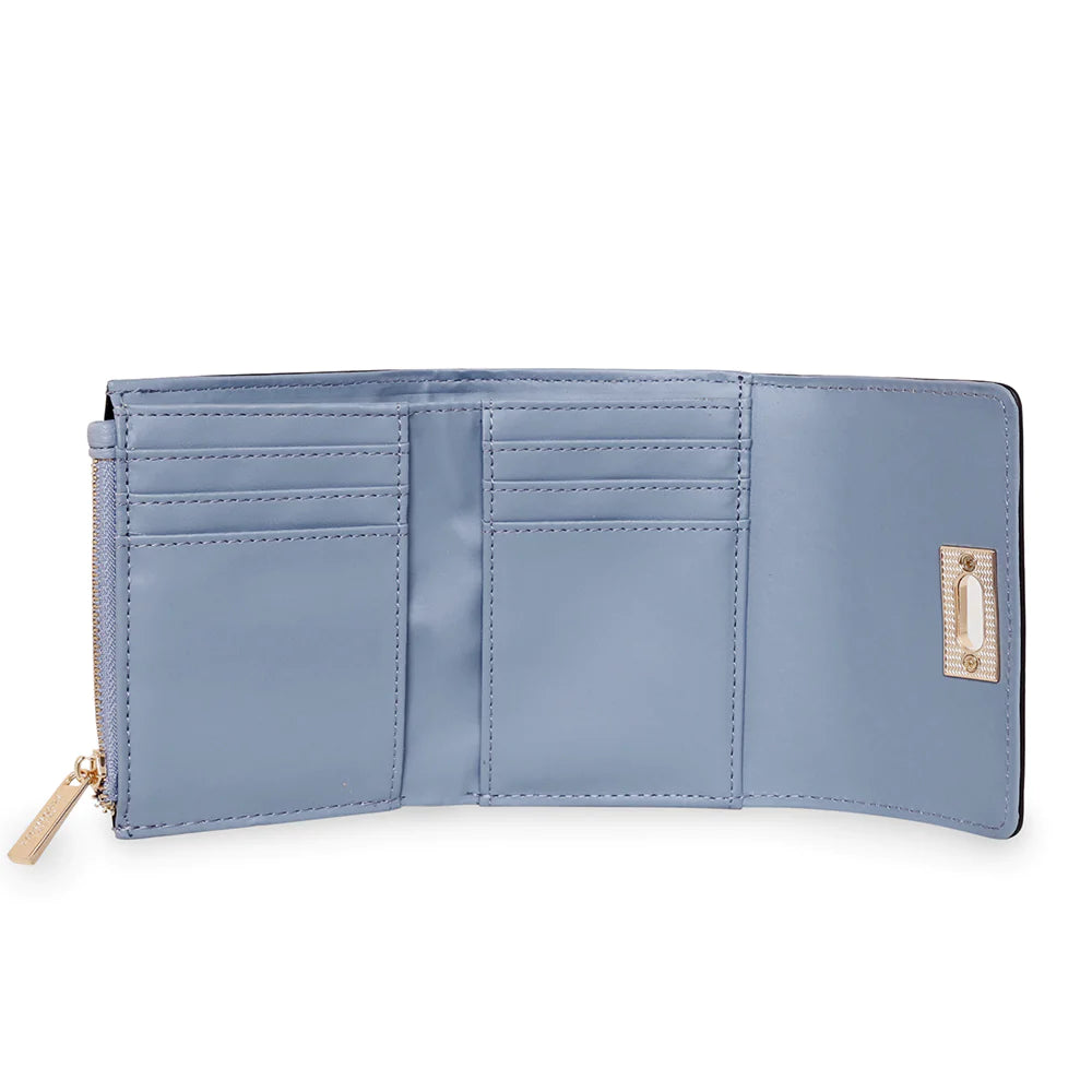 K&K Interiors Faux Leather Zippered Wallet with Wrist Strap - Blue , 6 x 4