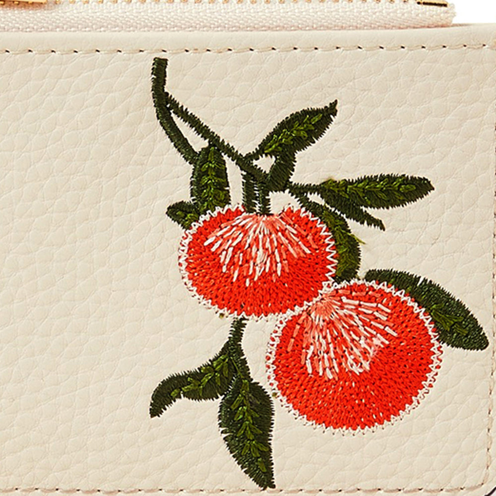 Accessorize London Cream Embroidered Fruit Cardholder