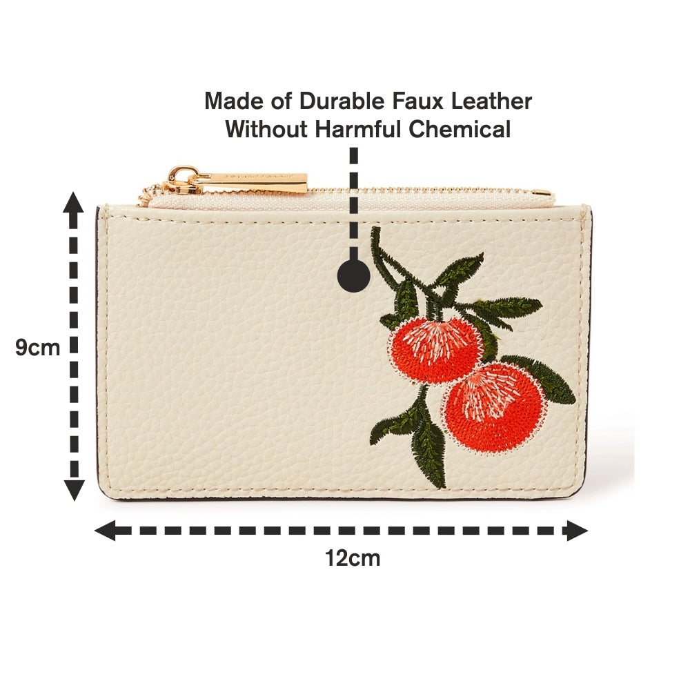 Accessorize London Cream Embroidered Fruit Cardholder