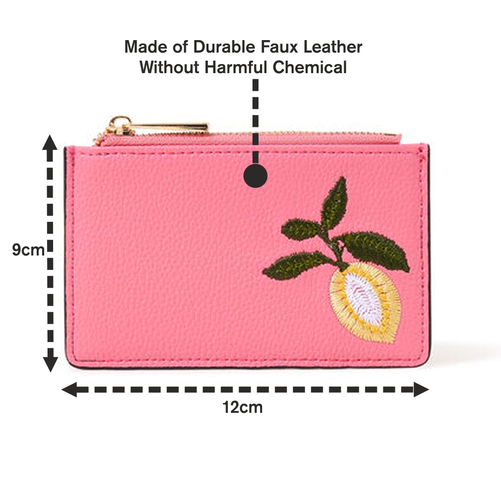 Accessorize London Pink Embroidered Fruit Cardholder
