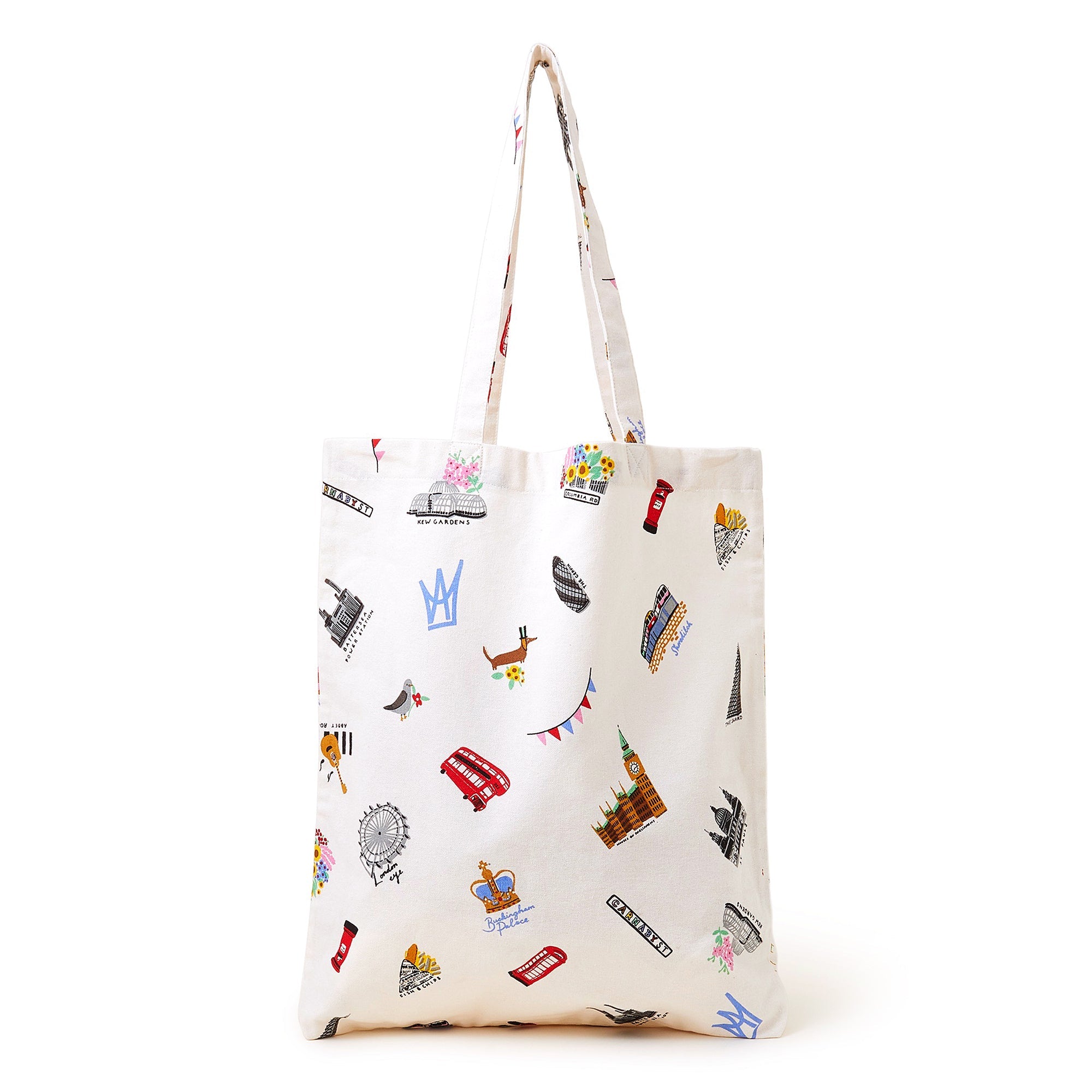 Accessorize London Women's Fabric White London Printed Shopper Bag