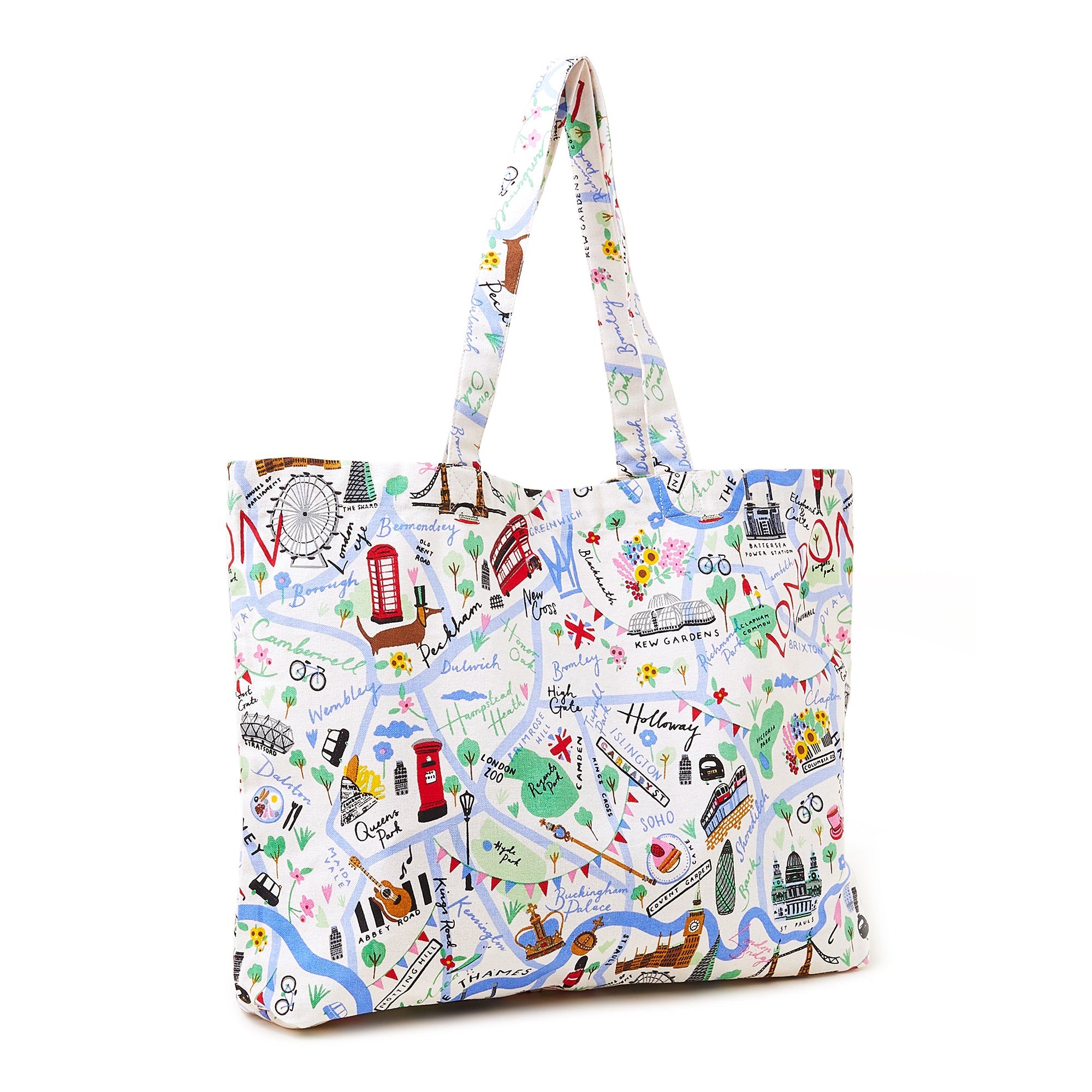 Accessorize London Women's Fabric White London Map Printed Shopper Bag