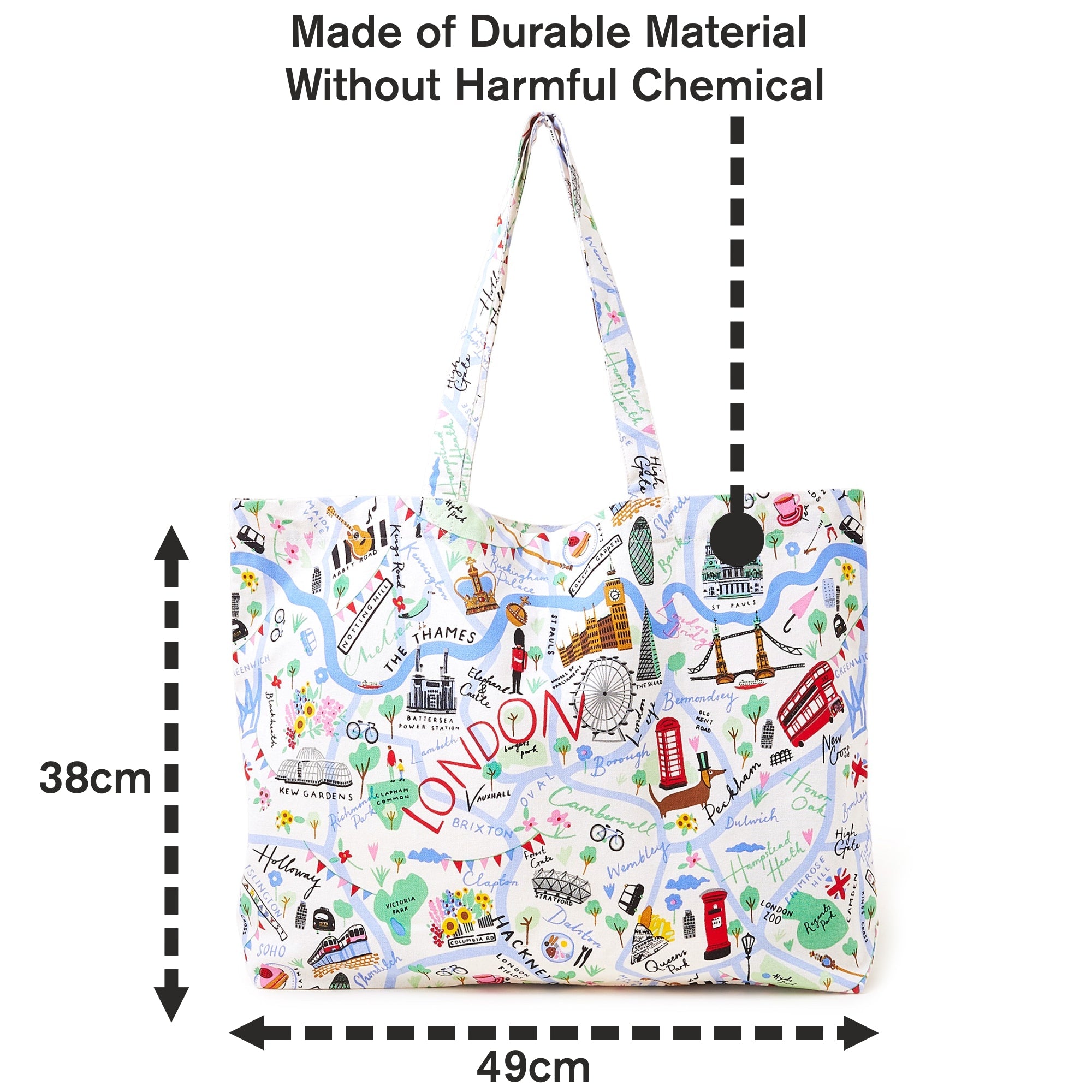 Accessorize London Women's Fabric White London Map Printed Shopper Bag