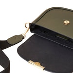 Accessorize London Women'S Faux Leather Khaki Webbing Saddle Sling Bag