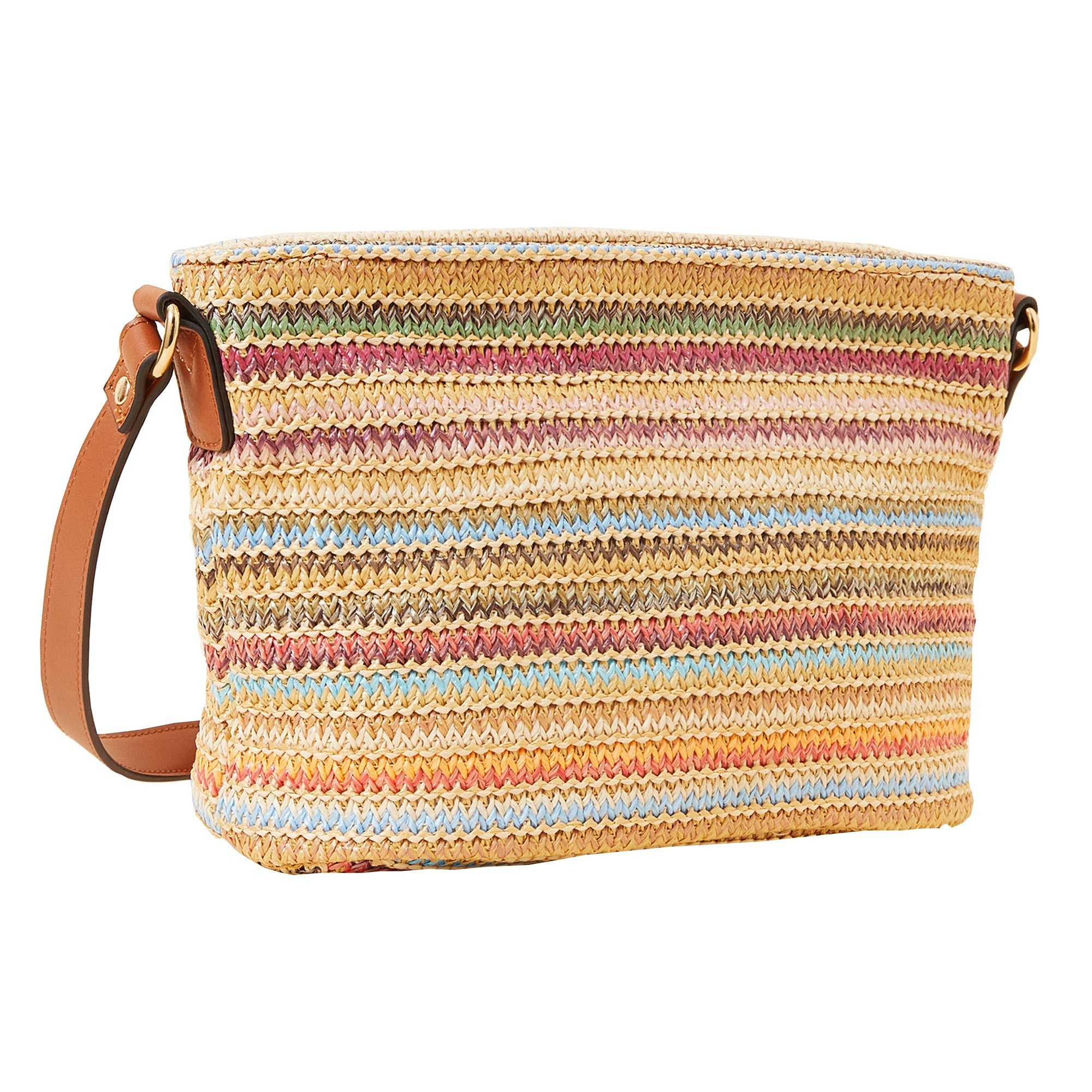 Accessorize London Women's Stripe Raffia Crossbody