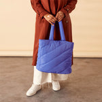 Accessorize London Women's Recycled Nylon Blue Quilted Shopper Bag