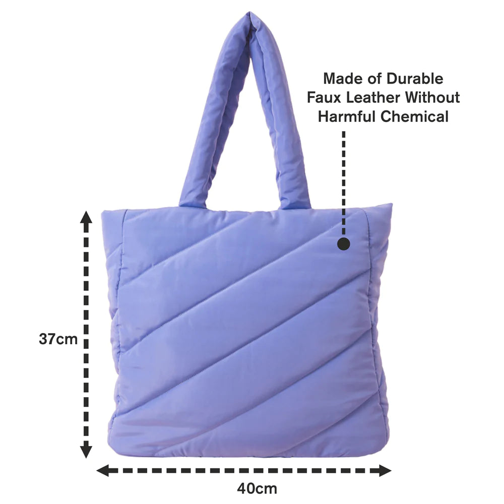 Accessorize London Women's Recycled Nylon Blue Quilted Shopper Bag