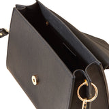 Accessorize London Women's Faux Leather Black Large Strap Detail Sling Bag