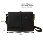 Accessorize London Women's Faux Leather Black Large Strap Detail Sling Bag